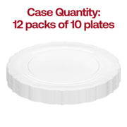 Set of 120 disposable clear plastic salad plates featuring a vintage-inspired round design