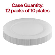 Set of 120 glitz white round disposable paper charger plates, ideal for formal events