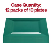 Set of 120 hunter green square dinner plates made of sturdy plastic, 9.5-inch size