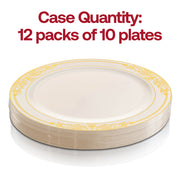 Set of 120 ivory dinner plates with a decorative gold harmony rim