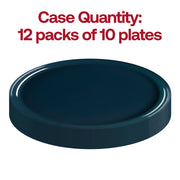 Set of 120 navy flat round disposable plastic appetizer and salad plates with an 8.5-inch diameter