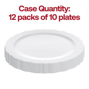 Set of 120 white salad plates featuring a sophisticated silver vintage-style rim