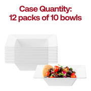 Set of 120 white square dessert bowls made of plastic, 5-ounce capacity, and 4.75-inch dimensions