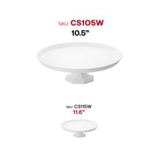 Set of 12 white small round plastic cake stands, ideal for dessert tables, weddings, and special events