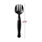 Set of 150 black plastic serving forks, ideal for catering services, weddings, and buffet-style meals