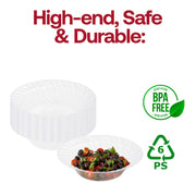 Set of 180 clear flair plastic dessert bowls, 5 oz. capacity, 5-inch diameter, featuring a sleek flared rim design for desserts or snacks, BPA-Free
