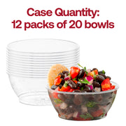 Set of 240 clear 6 oz disposable dessert bowls featuring an elegant floral pattern, lightweight and durable