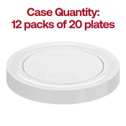 Set of 240 clear round buffet plates featuring a delicate floral design.