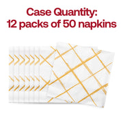 Set of 600 white paper beverage napkins with gold diamond detailing, perfect for enhancing any drink table setup