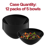 Set of 60 solid black round disposable plastic bowls, 32 oz each