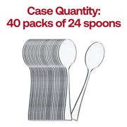 Set of 960 clear mini plastic tasting spoons, perfect for large events, food tastings, and catering services