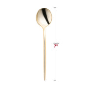 Shiny Gold Moderno Disposable Plastic Dessert Spoons Dimension | Smarty Had A Party