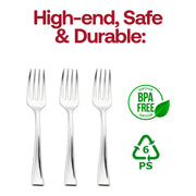 Shiny Metallic Silver Mini Plastic Disposable Tasting Forks BPA | Smarty Had A Party