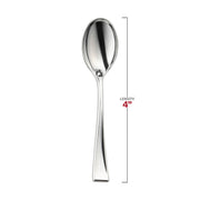 Shiny Metallic Silver Mini Plastic Disposable Tasting Spoons Dimension | Smarty Had A Party