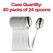 Shiny Metallic Silver Mini Plastic Disposable Tasting Spoons Quantity | Smarty Had A Party