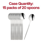 Shiny Silver Moderno Disposable Plastic Dessert Spoons Quantity | Smarty Had A Party