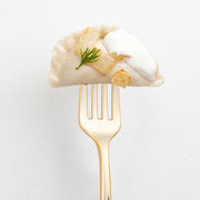 Shiny Metallic Gold Mini Plastic Disposable Tasting Forks designed for reliable use in weddings and catered affairs