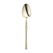 Shiny gold Moderno disposable plastic dinner spoons, 8.1 inches long, durable and stylish, perfect for events, case of 300.