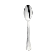 Shiny metallic groove silver plastic spoons, 6.25 inches long, durable and stylish, perfect for events, case of 600