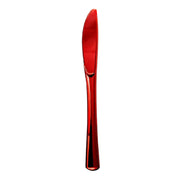 Shiny metallic red plastic knives, 7.8 inches long, durable and elegant for parties and events