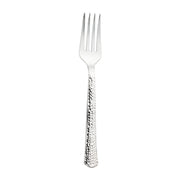Shiny metallic silver hammered plastic forks, 7 inches, 1000-pack – Durable disposable forks with a textured hammered handle and a reflective silver finish.