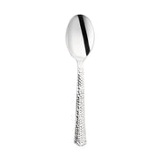 Shiny metallic silver hammered plastic spoons, 6.75 inches, 1000-pack – Durable disposable spoons with a textured hammered handle and a reflective silver finish.