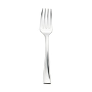 Shiny metallic silver mini plastic tasting fork, 4 inches long, perfect for appetizers and desserts, case of 960