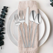 Shiny silver 8.1" disposable dinner spoons, 300-pack, featuring a high-end metallic finish for an elegant, real-silver appearance.