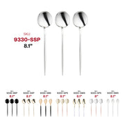 Shiny silver 8.1" disposable plastic dinner spoons, 300-pack, a recyclable and waste-reducing alternative to washing dishes