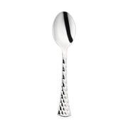 Shiny silver glamour disposable plastic spoons, 7 inches long, sold in a bulk case of 600 spoons