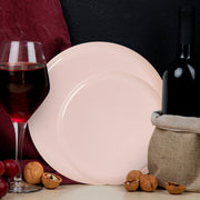 Side-by-side view of 10-inch pink dinner plate and 9.5-inch salad plate, both labeled with clear size measurements