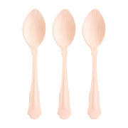 Three Silhouette Birch Wood Eco Friendly Disposable Dinner Spoons arranged in a vertical row on a plain white background. The spoons have a natural birch wood finish with simple, elegant handles.