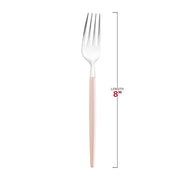 Silver with Pink Handle Moderno Disposable Plastic Dinner Forks Dimension | Smarty Had A Party