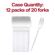 Silver with White Handle Moderno Disposable Plastic Dinner Forks Quantity | Smarty Had A Party