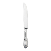 Silver Baroque disposable plastic dinner knives, BPA-free and food-safe, 9" long, perfect for elegant dining at events and celebrations