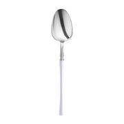 Silver and white disposable plastic cutlery set with modern handles, perfect for weddings, parties, or special occasions.