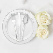 Silver baroque plastic spoons for weddings and events, 7.3 inches, 600-pack – Sophisticated disposable spoons with an elegant, detailed design.
