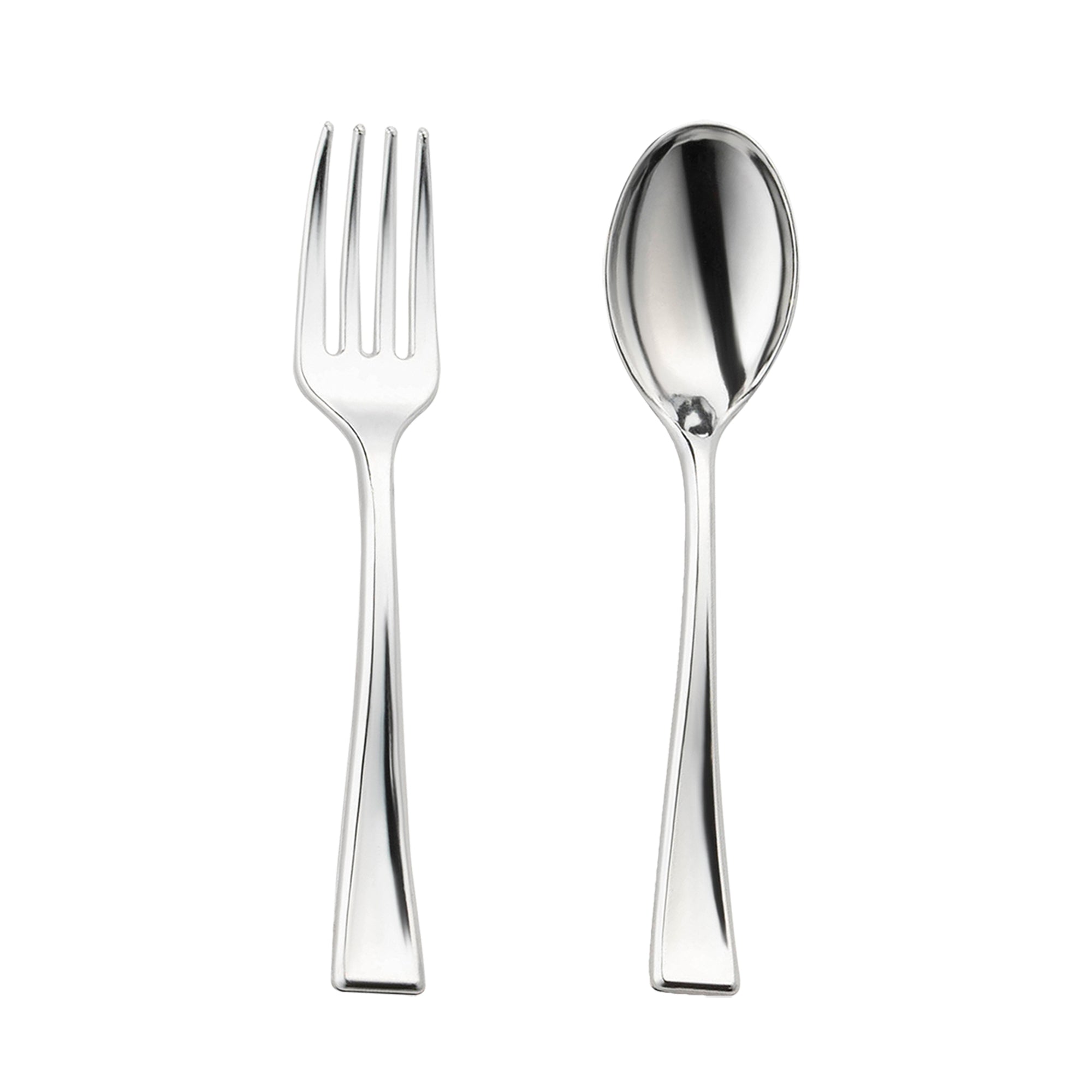 Silver Plastic Dessert Forks & Spoons – Disposable Mini Flatware Set ...