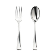Silver disposable plastic mini flatware set, 4-inch utensils, perfect for appetizers and desserts, case of 960 pieces