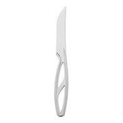 Silver disposable plastic steak knives, 8.5", strong and practical for effortless single-use dining at events and outdoor gatherings