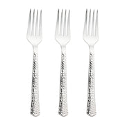 Silver hammered plastic forks, disposable, 7 inches, 1000-count – Heavy-duty plastic cutlery with a stylish hammered finish for a premium look.
