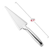Silver plastic cake cutter made from BPA-free material, offering a safe and disposable solution for dessert service