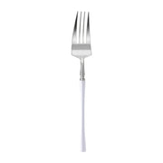 Silver plastic dinner forks with disposable convenience, featuring sleek white handles, available in 240-pack.
