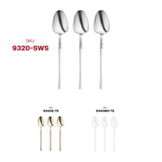 Silver with White Handle Moderno Disposable Plastic Cutlery Set - 20 Spoons, 20 Forks and 20 Knives reliable cutlery designed for polished and seamless service.