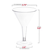 Sleek and stylish 3.75" clear plastic martini glasses, 6 oz. capacity, great for cocktails, mixed drinks, and creative dessert presentations