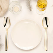 Sleek and stylish gold disposable serving flatware set, 9.75 inches, pack of 60, designed for fine dining