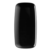 Sleek black rectangular disposable plastic plate with a flat raised edge, measuring 10.6x5 inches, sold in a 120-pack