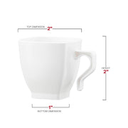 Small and stylish 2" x 2" white square plastic mini cups, 2 oz. capacity, great for coffee tastings, tea samplings, and desserts