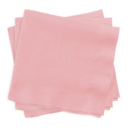 Soft, 10-inch square pink beverage napkins made from quality paper, perfect for weddings, showers, or events; 600-pack included