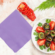 Soft, absorbent luscious lavender paper napkins, 10" square unfolded, ideal for cocktails, beverages, and dessert bars.